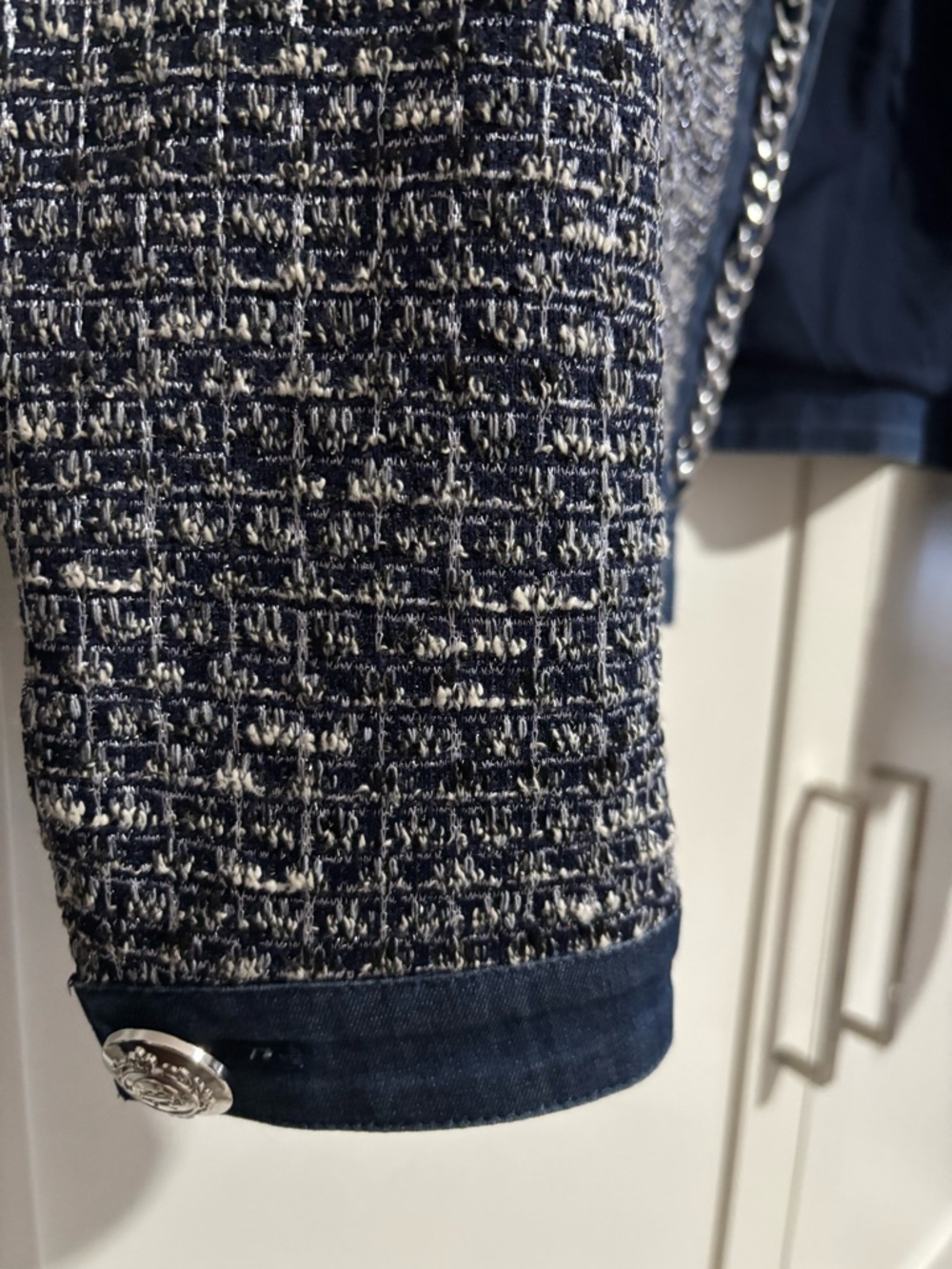 Melanie Lyne Navy Tweed Chain-Trim Jacket in size 8 - Picture 5 of 5